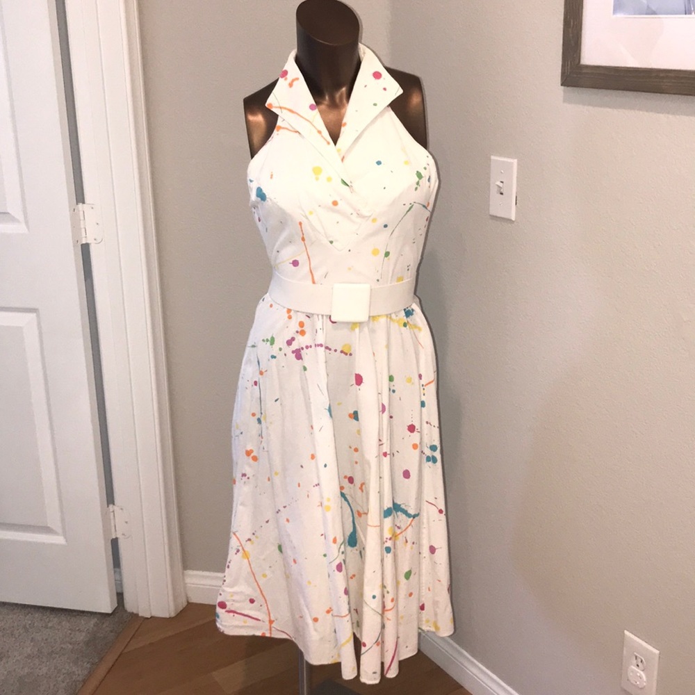 Vintage paint splattered 80s summer dress